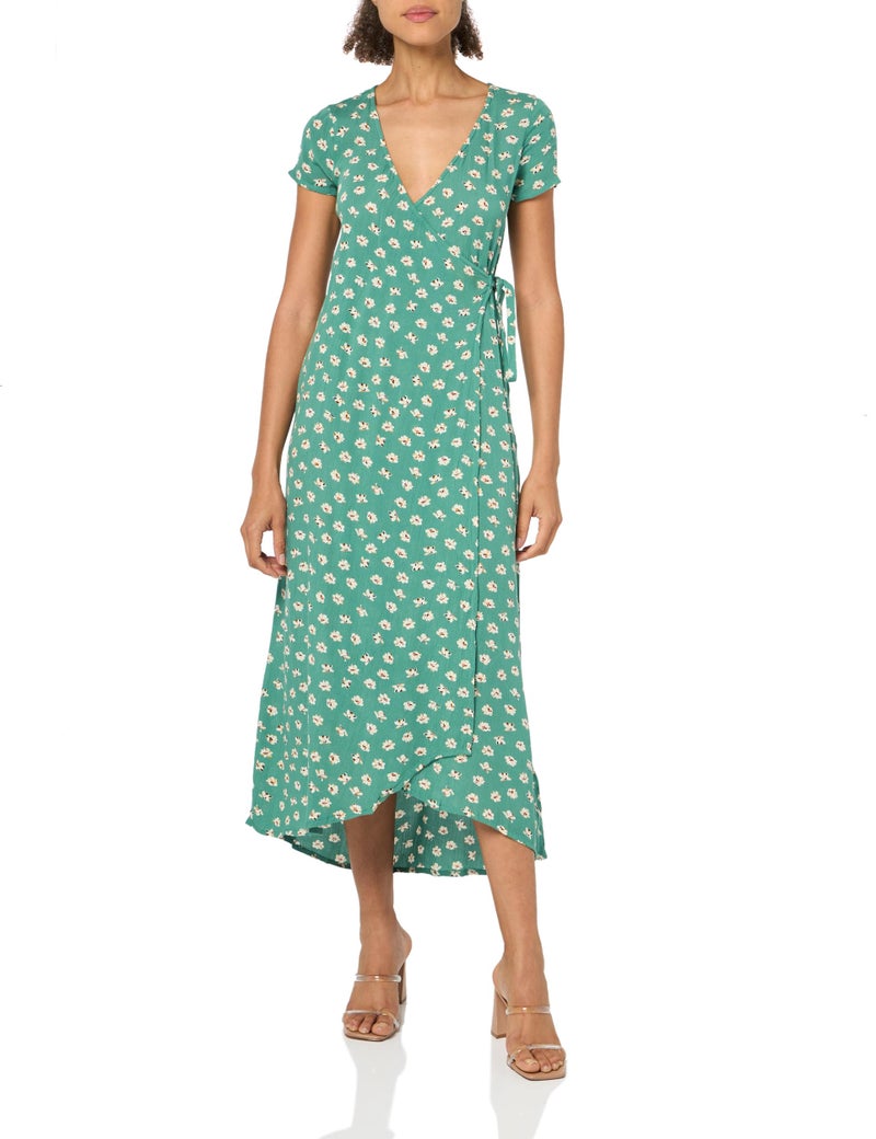 Billabong womens Wrap Front Midi Length Casual Dress, Island Green, Large US - Image 1